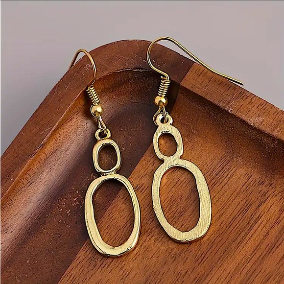 Gold Boho Geometric Irregular Dangle Earrings - Picture 3 of 5